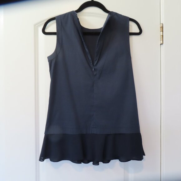 W by Worth sleeveless navy cotton/nylon + black ruffle top, size S - Picture 7 of 9
